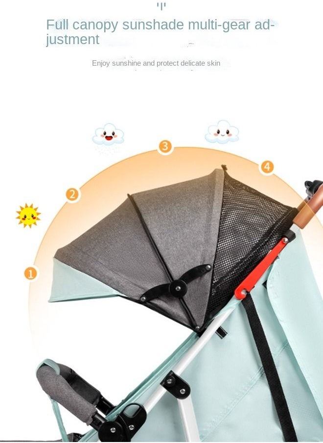 Mi VAZA - Lightweight Baby Stroller With One-click Folding, Two-way, Oversized Canopy, Removable Tray, and insect protection net, suitable for infants from 0 to 36 months, Adjustable Canopy, and Trolley Handle for Easy Air Travel, Stroller With 5-Point Safety Belt etc., - Blue - Image 1
