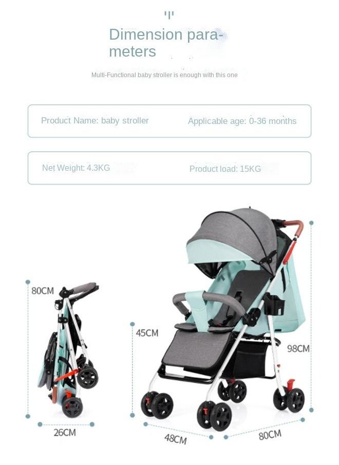 Mi VAZA - Lightweight Baby Stroller With One-click Folding, Two-way, Oversized Canopy, Removable Tray, and insect protection net, suitable for infants from 0 to 36 months, Adjustable Canopy, and Trolley Handle for Easy Air Travel, Stroller With 5-Point Safety Belt etc., - Blue - Image 1