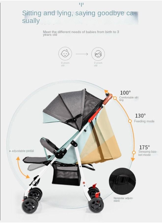Mi VAZA - Lightweight Baby Stroller With One-click Folding, Two-way, Oversized Canopy, Removable Tray, and insect protection net, suitable for infants from 0 to 36 months, Adjustable Canopy, and Trolley Handle for Easy Air Travel, Stroller With 5-Point Safety Belt etc., - Blue - Image 1