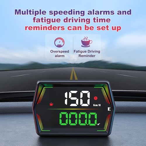 AZIJYV GPS Speedometer, Heads Up Display for Cars, Digital Speedometer for Cars with Speed,Overspeed Alarm, Fatigue Driving Reminder,Automatic Photosensitive,Applicable for All Cars - Image 2