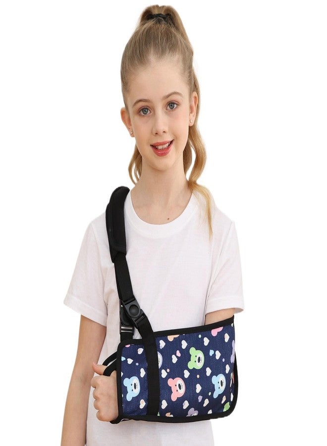 Ledhlth Pediatric Arm Sling for Kids - Adjustable Child Shoulder Immobilizer Brace for Broken Collarbone, Post-Surgery Support, Exquisite Printed Sling with Blue Bear Design (Small) - Image 1