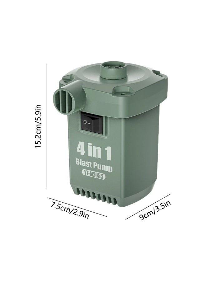 DBLEW Portable Electric Air Pump & Deflator YT-M2055 for Inflatables | Fast 260L/min Inflation, USB-C Rechargeable 1600mAh Battery, 3 Nozzles | Air Mattress, Boat, Pool Float, Camping Mat Inflator – White/Green - Image 2