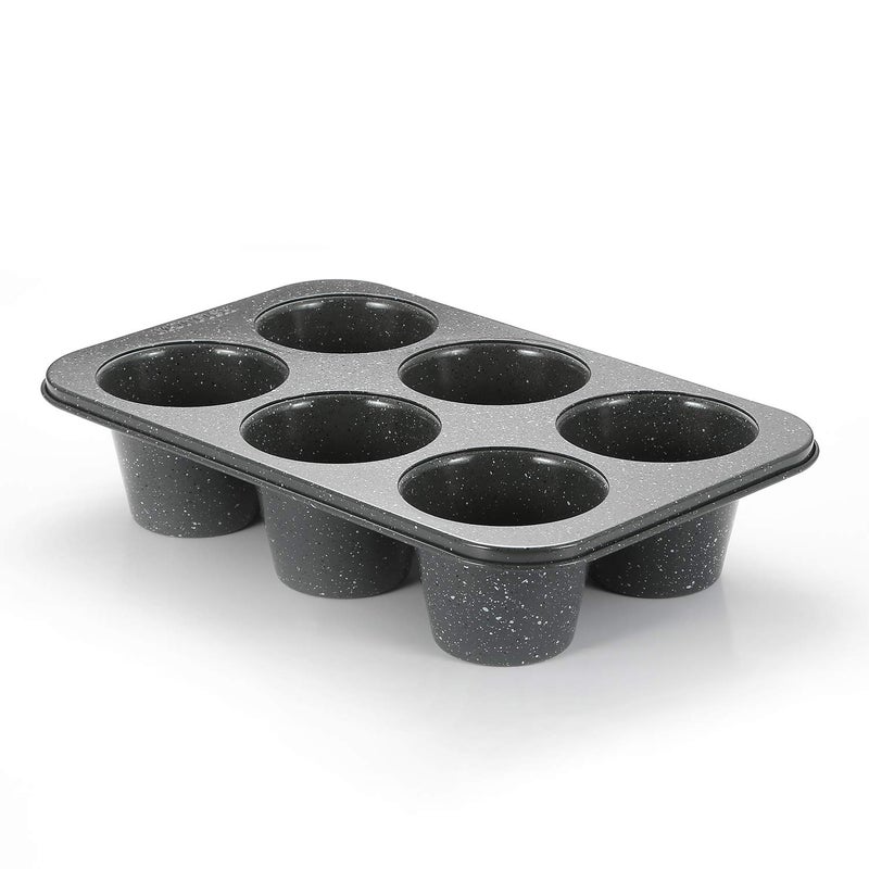 Monfish Jumbo Deep Muffin pan 6 cup large cupcake pan gray granite finish Carbon steel muffin tin 35x3inch cup deep 6 cup