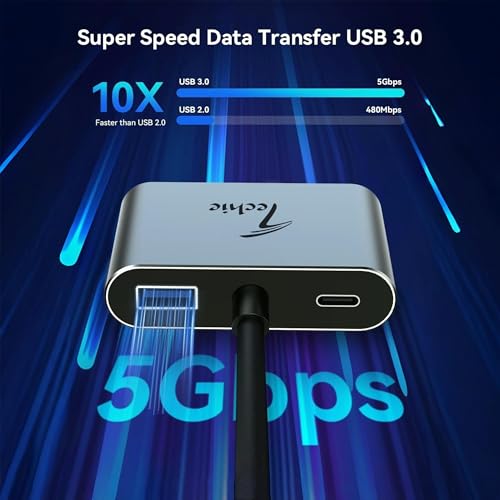 Techie Type-C 4-in-1 Hub with HDMI 4K, VGA 1080P, USB 3.0 5Gbps, and 100W Power Delivery for MacBook iPad Pro Windows Laptops and Tablets (Silver) - Image 3