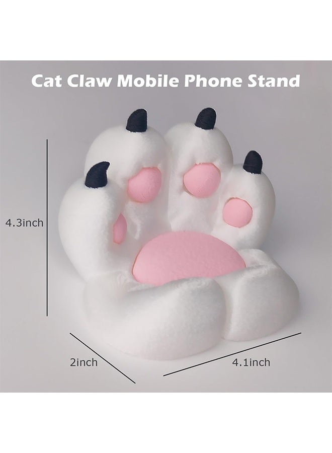 Cat Paw Phone Stand - 3D Printing Design Cute Phone Holder Gift for Cat Lovers, Desk Decor Accessory White - Image 3