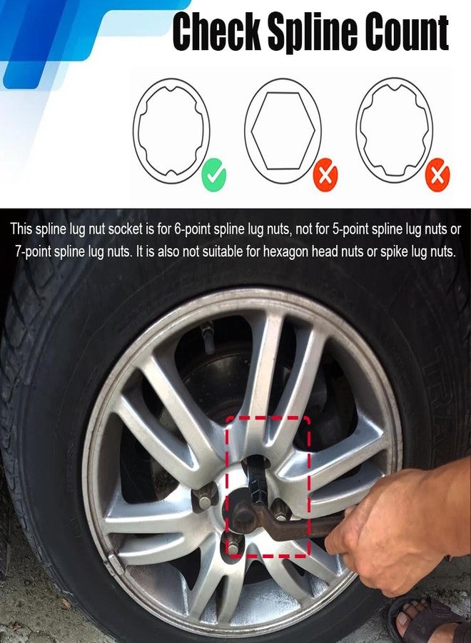 PACLVIO مفتاح ربط صواميل العجلات صغير بستة شقوق من PACLVIO، بديل لمفتاح قفل العجلات لصواميل قفل العجلات بستة شقوق، أداة إزالة قفل العجلات لمفتاح ربط سداسي مقاس 19 مم (3/4 بوصة) و21 مم (13/16 بوصة) (صغير بستة شقوق) - Image 5