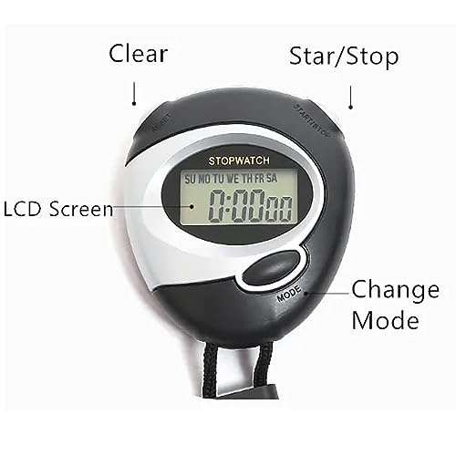 SMIC Racer Stopwatch Sport Timer Lap Split Digital Professional Stopwatch with Clock Alarm, Large Display Shockproof Stopwatch for Coaches Swimming Running Sports Training (Black) - Image 2