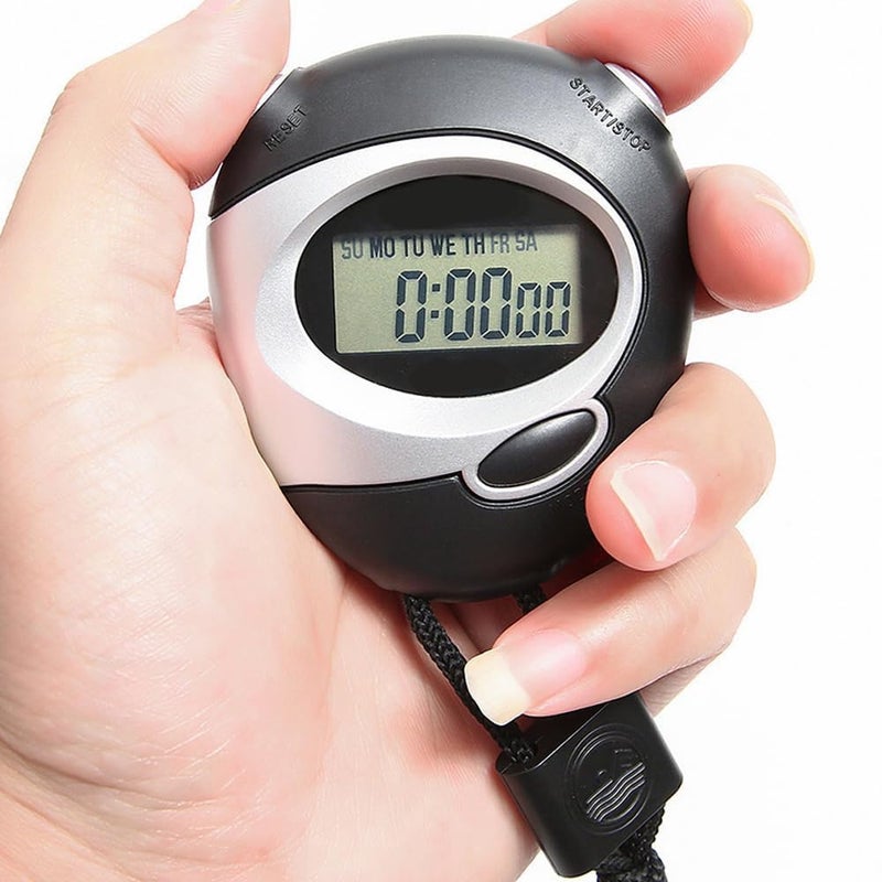 SMIC Racer Stopwatch Sport Timer Lap Split Digital Professional Stopwatch with Clock Alarm, Large Display Shockproof Stopwatch for Coaches Swimming Running Sports Training (Black) - Image 5