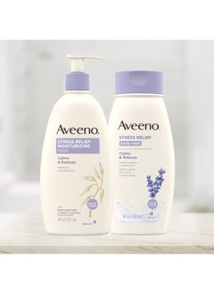 Aveeno Stress Relief Moisturizing Body Lotion with Lavender Scent, Natural Oatmeal to Calm & Relax, Non-Greasy Daily Stress Relief Lotion, 12 fl. oz  - Image 4