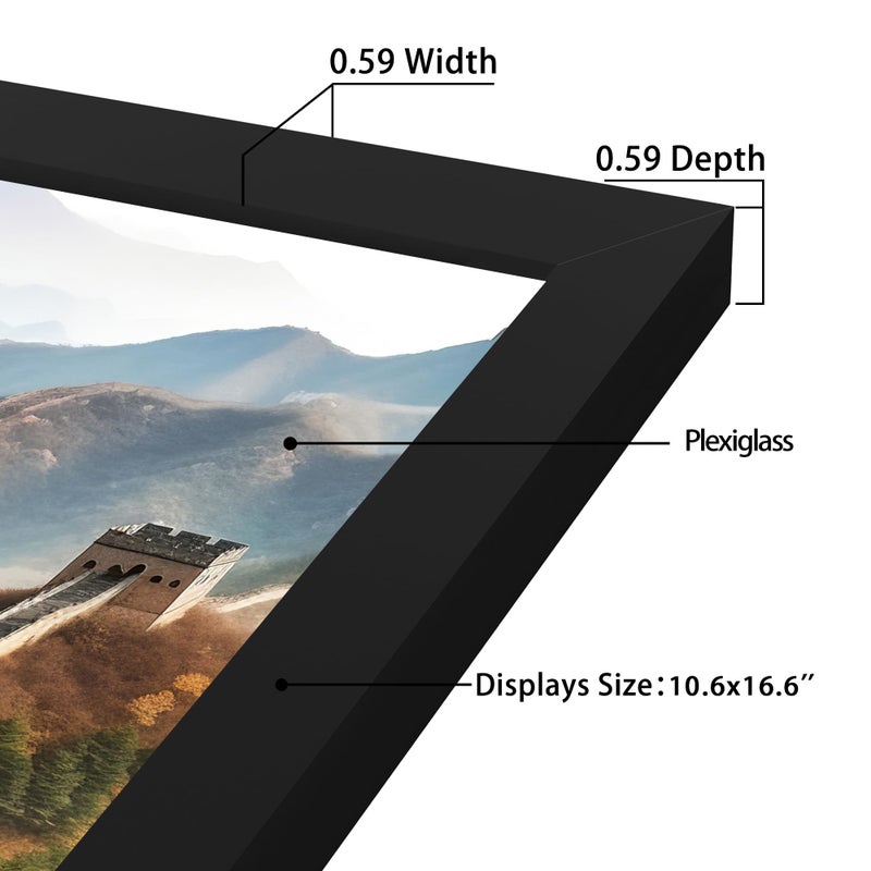 Picrit 11x17 Picture Frame, Photo Frame for Wall Mounting Display, Black - Image 3