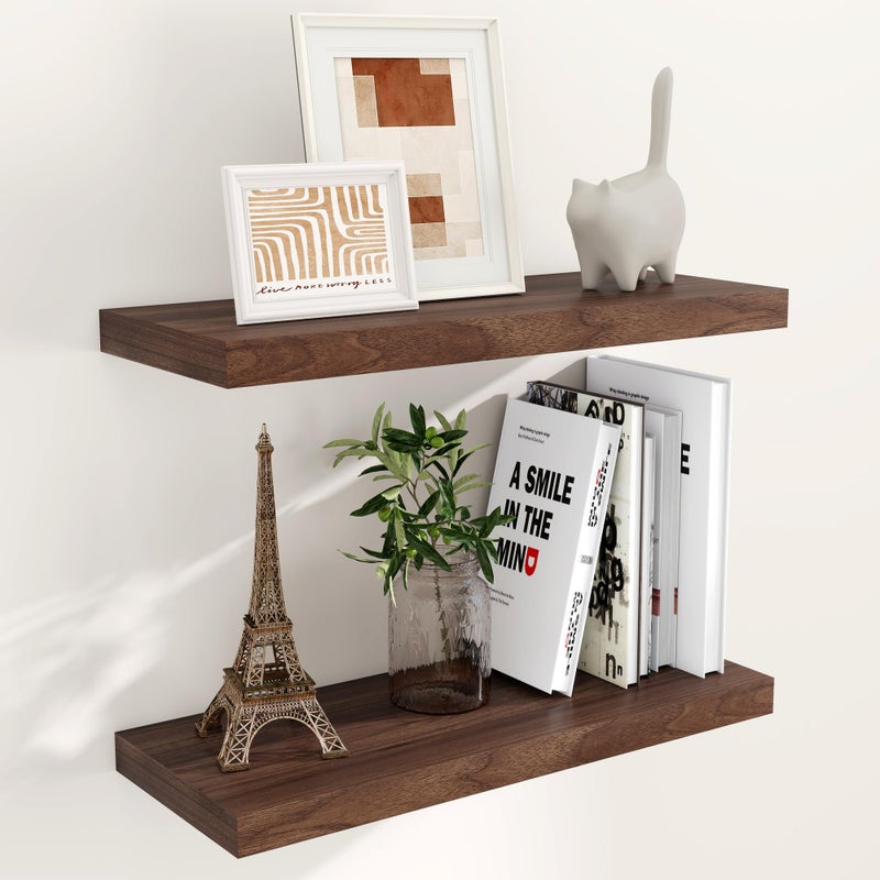 24 Inch Floating Shelves for Wall 93 Deep Wall Shelves for Home Decor Storage 24x93x15 Large Wooden Shelf with HeavyDuty Bracket Deep Shelf for Kitchen Living Room Walnut Color