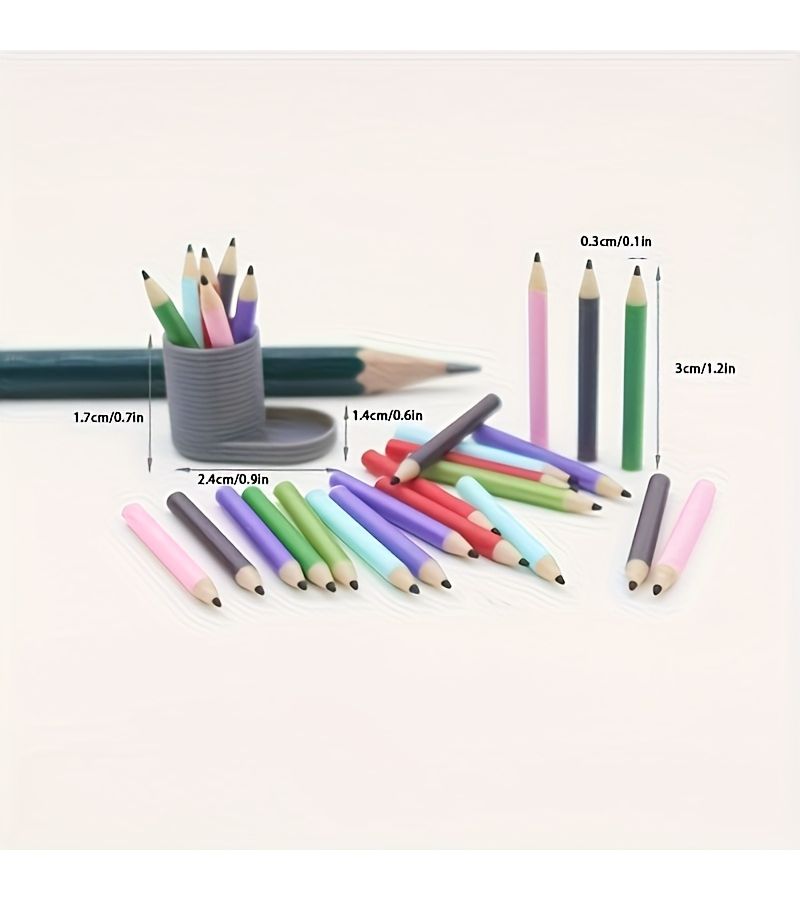 Miniature Colored Pencils Set of 3 or 6 With Holder Dollhouse Decoration Stationery Desk Ornament Photography Prop - Image 5