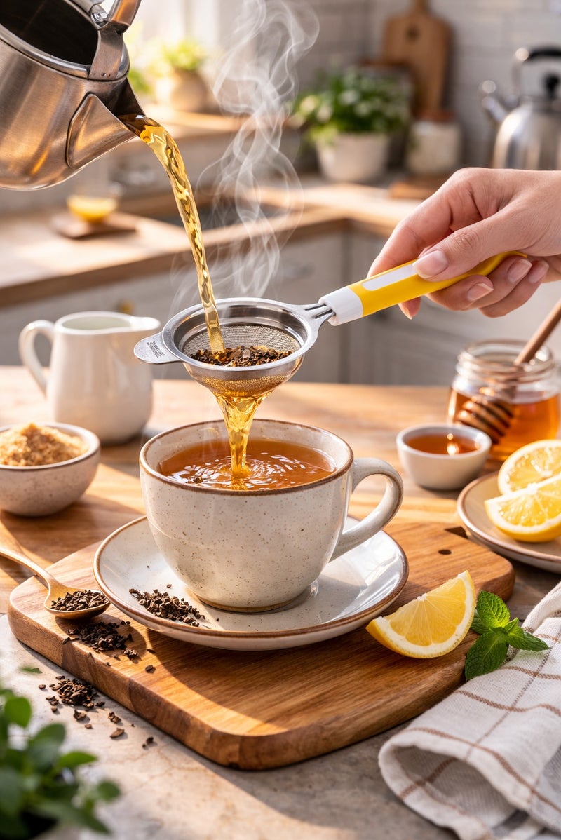 ديسينت ديسنت ستينلس ستيل تي ستراينر ويذ فاين ميش آند هيت ريزِستَنت هاندل | رييوزبل تي فلتر فور لوس تي، هيربس آند سبايسز - Image 5