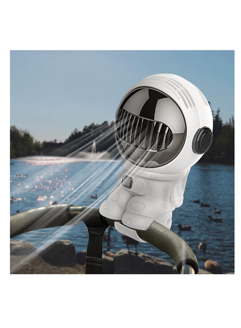SOLARAE Pram Fan Clip On Stroller, Stroller Fan for Baby, Buggy Fan, Mini Spaceman, 4 Speed, Usb Rechargeable, Bladeless Baby Fan, Detachable Pushchairs Fans for Travel Crib Car Seat, White - Image 3