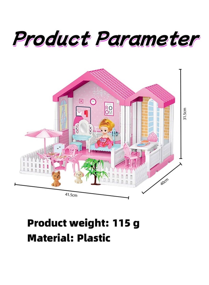 67 Pcs Doll House Building Toys - Doll Figure with Furniture, Accessories, Pets - Image 2