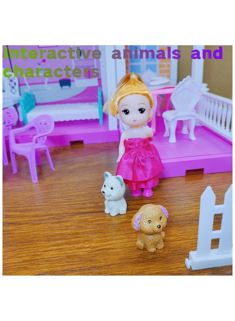 67 Pcs Doll House Building Toys - Doll Figure with Furniture, Accessories, Pets - Image 3
