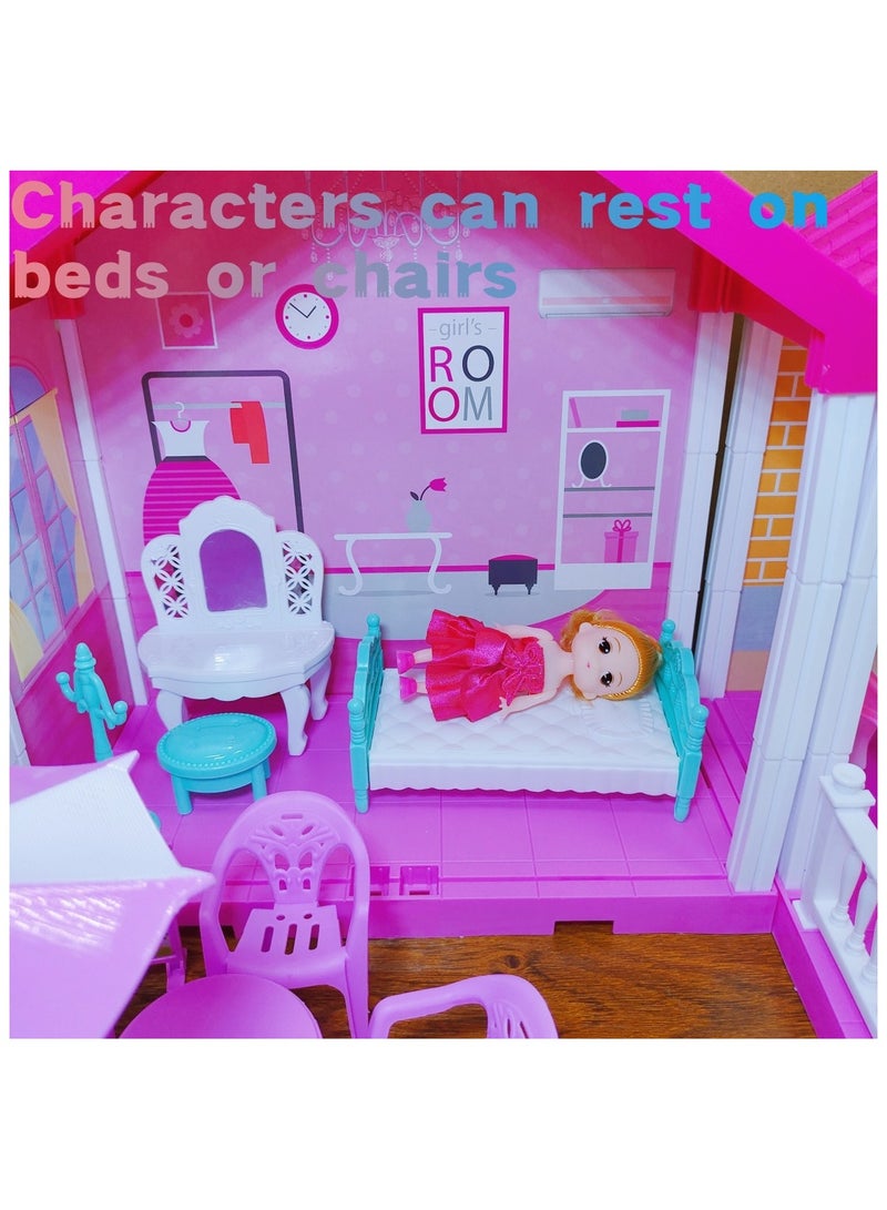 67 Pcs Doll House Building Toys - Doll Figure with Furniture, Accessories, Pets - Image 4