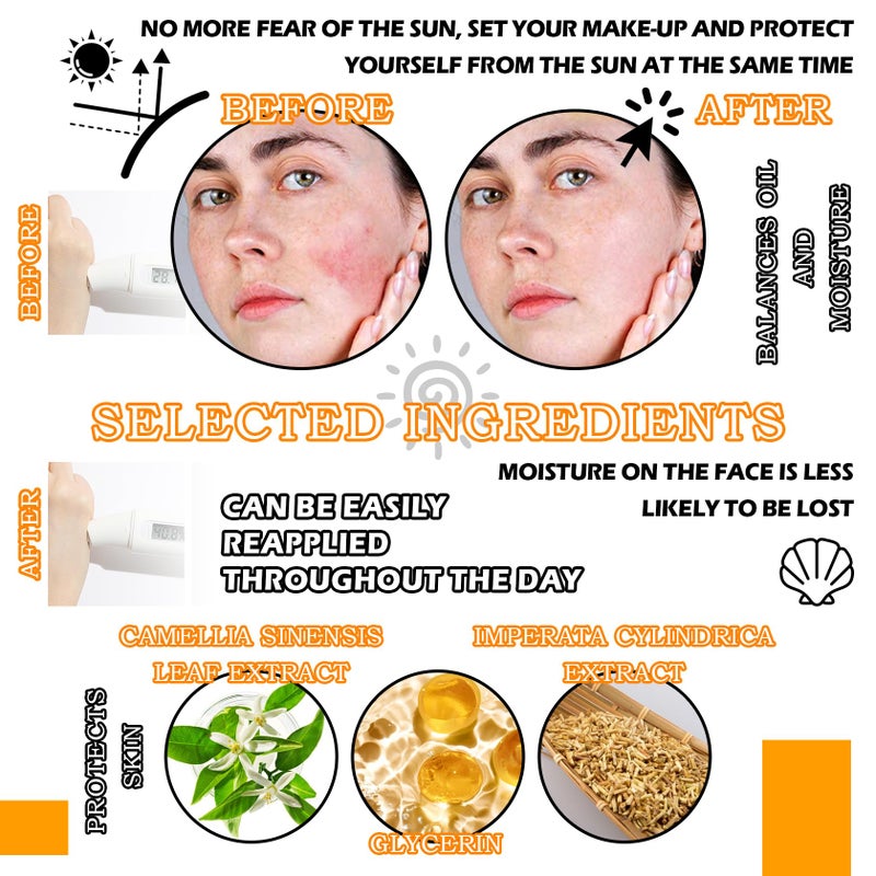 WYBLZPXZ Mineral Sunscreen Setting Powder SPF50 PA++ for Face,Long-Lasting Oil Control Sunscreen Brush Powder,Matte Transparent Facial Powder Sunscreen,All Skin - Image 3