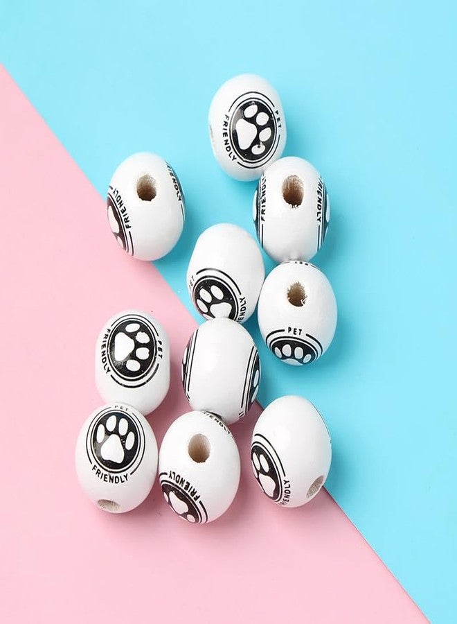 Ximimark 80 pcs Dog Paw Bone Pattern Wooden Beads Black and White Wooden Craft Beads Puppy Paw Footprint Spacer Beads for DIY Jewelry Making Bubblegum Beads for Easter DIY Craft Dog Party Home Decor - Image 4