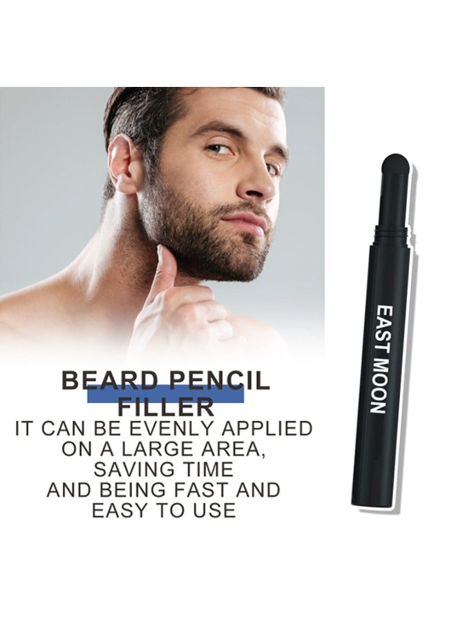 إيست مون قلم حشو اللحية ثلاثي في واحد ، بودرة لحية وفرشاة لحية ، قلم رصاص لشكل لحية طبيعي المظهر ، تغطية مقاومة للماء ومقاومة للعرق طويلة الأمد (أسود) - Image 4