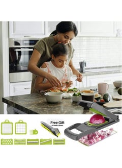 ELTRAZONE Vegetable Chopper 12 in 1 Veggie Spiralizer Food Slicer Onion Chopper Potato Dicer Cutter Cheese Grater with Large Container Drain Basket for Kitchen Tomato with Garlic Crush Press Chopper  - Image 3
