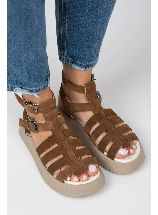 Manijero  Benia Women's Genuine Leather Caged Sandal with Dark Insole for Women | Best Price UAE
