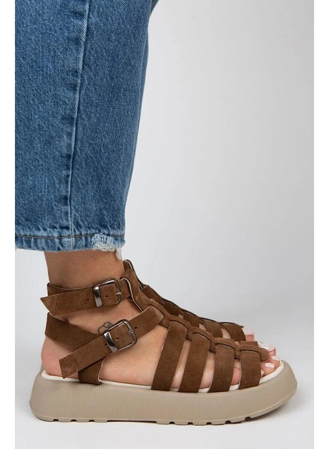 Manijero  Benia Women's Genuine Leather Caged Sandal with Dark Insole for Women | Best Price UAE