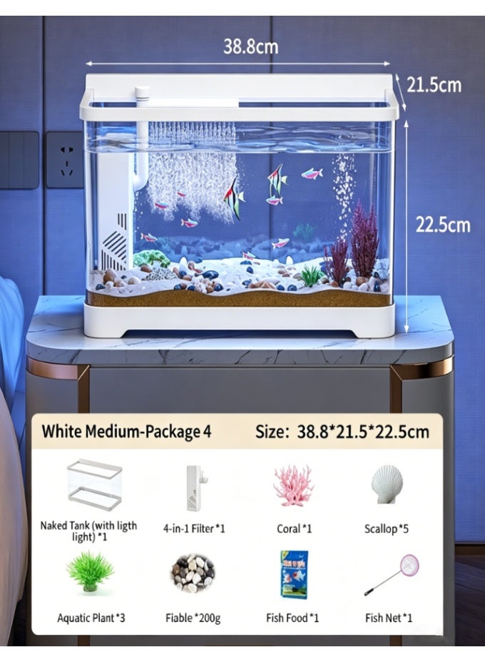 CityRiya-Long Small Desktop Aquarium with Integrated Oxygenation Filtration, Adjustable 3-Color Light, One-Piece Anti-Scale Fish Tank for DIY Landscaping, Ideal for Home and Office (KT-4021) - Image 3