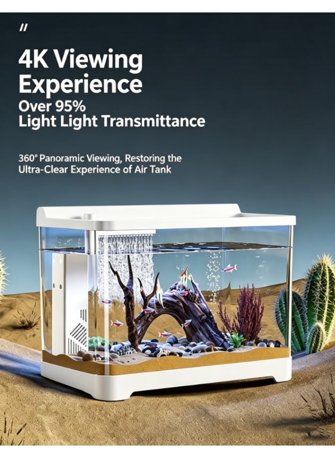CityRiya-Long Small Desktop Aquarium with Integrated Oxygenation Filtration, Adjustable 3-Color Light, One-Piece Anti-Scale Fish Tank for DIY Landscaping, Ideal for Home and Office (KT-4021) - Image 5