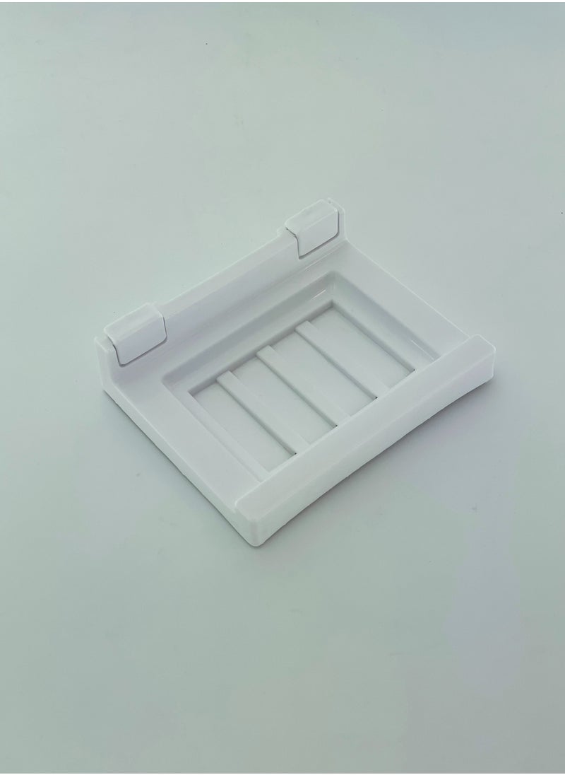 Uni flo Soap Dish White - Self Adhesive Wall Mounted Rustproof Soap Tray for Bathroom Shower and Kitchen - Made in UAE  - Image 2