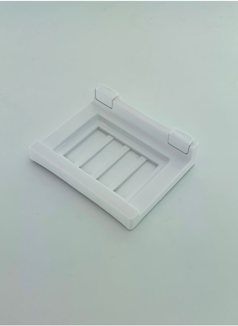 Uni flo Soap Dish White - Self Adhesive Wall Mounted Rustproof Soap Tray for Bathroom Shower and Kitchen - Made in UAE  - Image 1