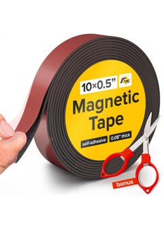 X-bet MAGNET Flexible Magnetic Tape - 1/2 Inch X 10 Feet Magnetic Strip With Strong Self Adhesive - Ideal Magnetic Roll Tape For Diy And Craft Projects - Sticky Magnets For Refrigerator And Dry Erase Board  - Image 1
