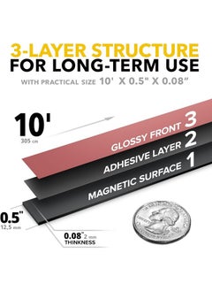 X-bet MAGNET Flexible Magnetic Tape - 1/2 Inch X 10 Feet Magnetic Strip With Strong Self Adhesive - Ideal Magnetic Roll Tape For Diy And Craft Projects - Sticky Magnets For Refrigerator And Dry Erase Board  - Image 2