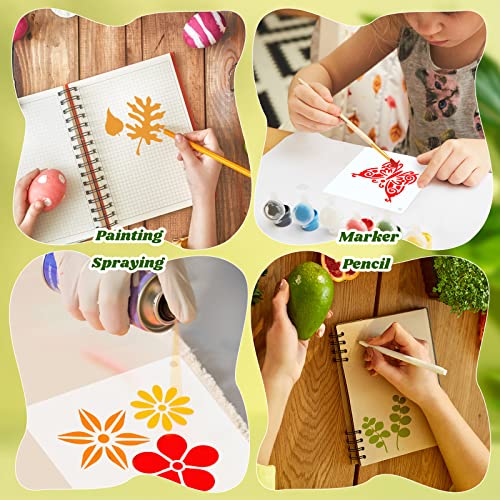 Fainne 100 Pcs Stencils for Painting on Wood Reusable Stencil Crafts Drawing Templates Holiday Wall Paper for DIY Scrapbook Home 2 x 2 Inch(Flower, Plants) - Image 4