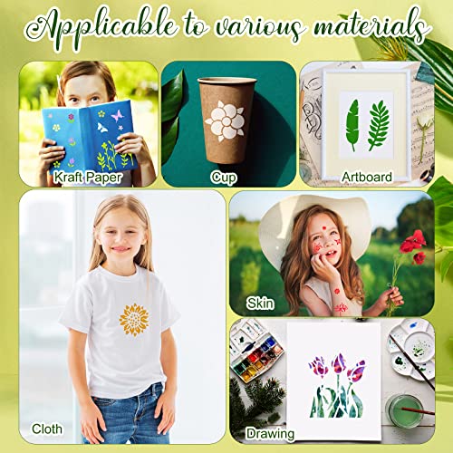 Fainne 100 Pcs Stencils for Painting on Wood Reusable Stencil Crafts Drawing Templates Holiday Wall Paper for DIY Scrapbook Home 2 x 2 Inch(Flower, Plants) - Image 5