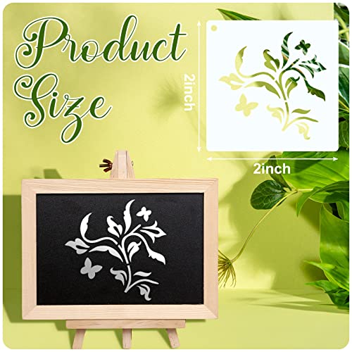Fainne 100 Pcs Stencils for Painting on Wood Reusable Stencil Crafts Drawing Templates Holiday Wall Paper for DIY Scrapbook Home 2 x 2 Inch(Flower, Plants) - Image 2