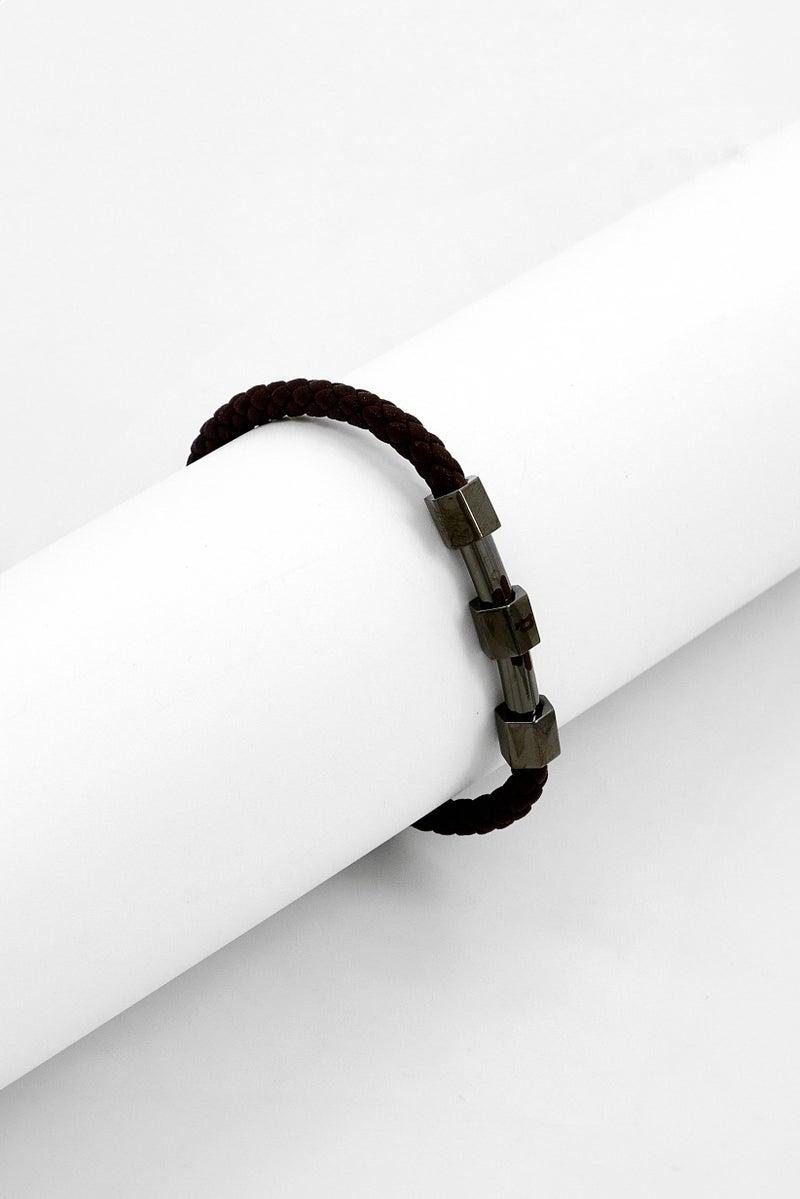 POLICE Men Leather Fashionable Bracelet , Brown  - Image 1