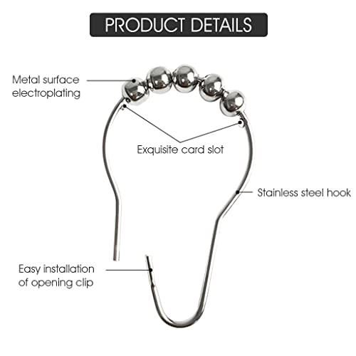HASTHIP Stainless Steel Curtain Hooks, Approx. 6 x 4cm/2.3 x 1.6 inch, Silver, 12 Pieces - Image 3