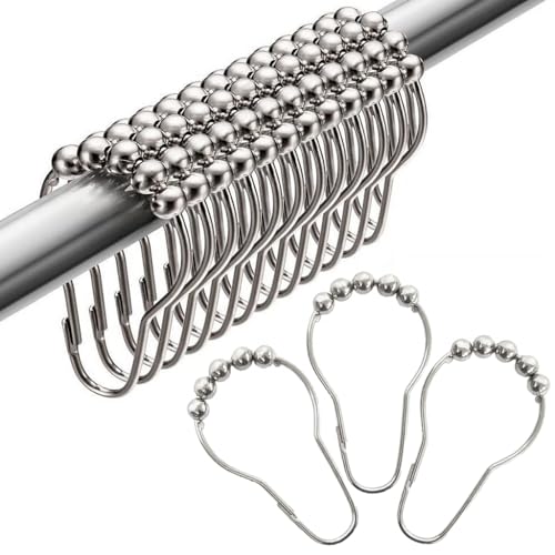 HASTHIP Stainless Steel Curtain Hooks, Approx. 6 x 4cm/2.3 x 1.6 inch, Silver, 12 Pieces - Image 1