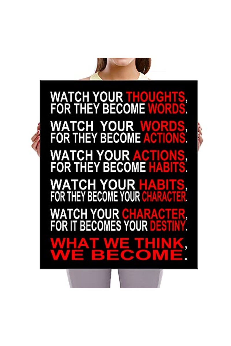 Pyradecor Large Canvas Prints Wall Art Watch Your Thoughts Motivational Classroom Poster - Image 5