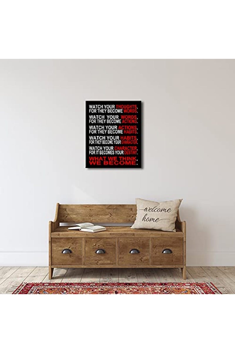 Pyradecor Large Canvas Prints Wall Art Watch Your Thoughts Motivational Classroom Poster - Image 3
