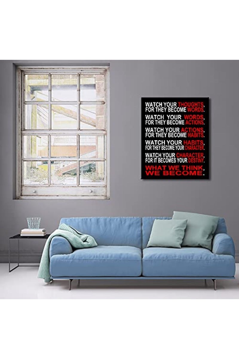 Pyradecor Large Canvas Prints Wall Art Watch Your Thoughts Motivational Classroom Poster - Image 2