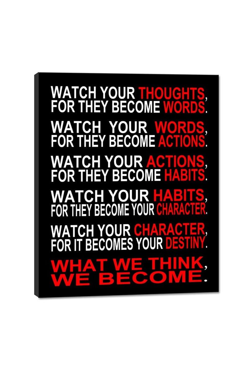 Pyradecor Large Canvas Prints Wall Art Watch Your Thoughts Motivational Classroom Poster - Image 1