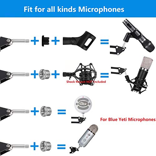 AceTaken Microphone Wall Mount, Suspension Mic Stand Clip for Blue Yeti Snowball,Radio Broadcasting, Voice-Over Sound, Stages,TV Stations,Youtube - Image 5