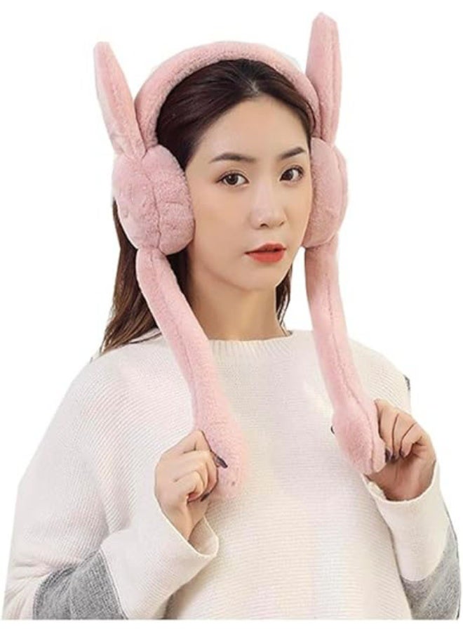 BEYTOR Moving Bunny Earmuffs Plush Winter Ear Warmers for Kids, Windproof Faux Fur Foldable Ear Muffs for Girls and Boys - Image 5