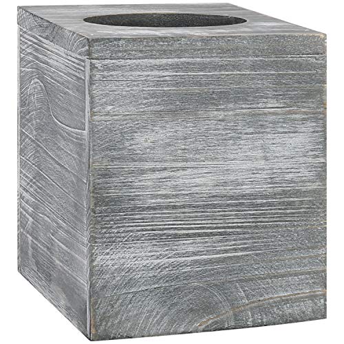 MyGift Graywashed Wood Decorative Tissue Box Holder Cover, Bathroom Facial Tissue Box Cover with Easy Refill Slide-Out Bottom Panel - Image 4