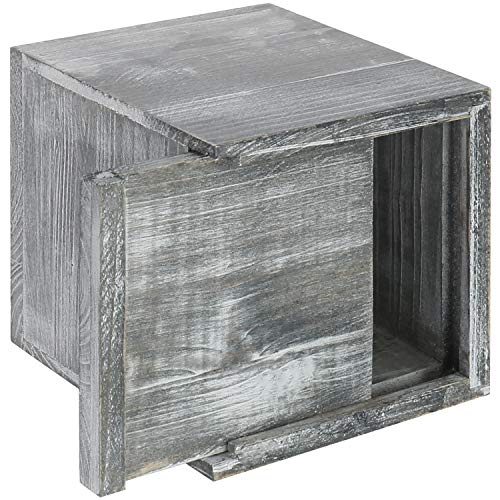 MyGift Graywashed Wood Decorative Tissue Box Holder Cover, Bathroom Facial Tissue Box Cover with Easy Refill Slide-Out Bottom Panel - Image 5