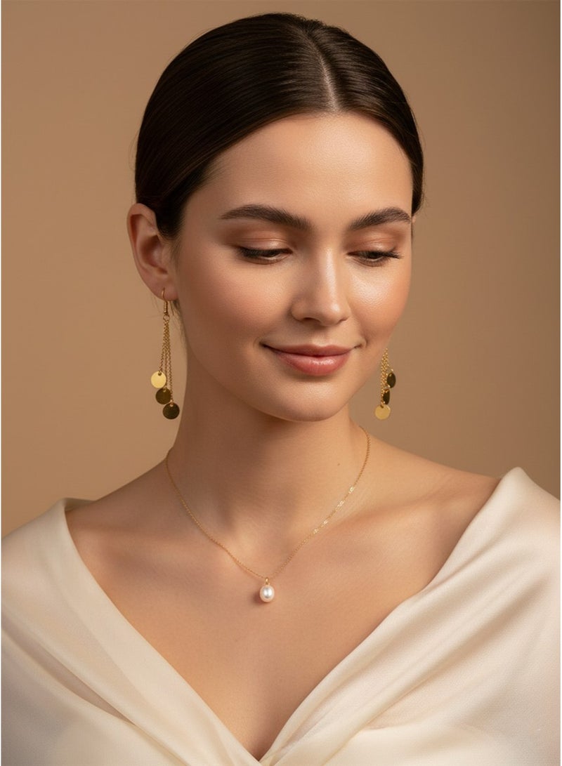 Julia Store 18K Gold Plated Stainless Steel Trendy Celebrity Deluxe Delicate Best Selling Triple Round Stainless Steel Hanging Dangling Hook Earrings Jewelry Gift For Women - Image 4