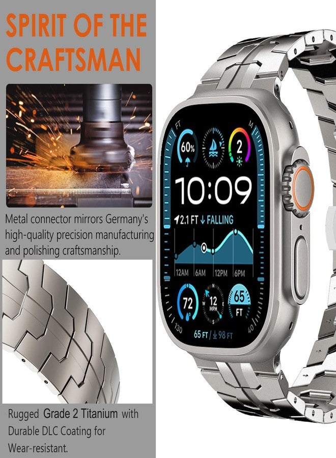 WINGLE Titanium Band for Apple Watch Ultra 2 Band 49mm 46mm 45mm 44mm 42mm Series 10 9 8 7 Men Lightweight Rugged Durable Titanium Apple Ultra Watch Metal Band for iWatch Series SE 6 5 4 3 2, Titanium - Image 3