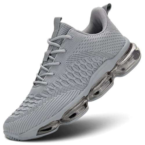 Socviis Men's Air Cushion Running Shoes Breathable Tennis Fashion Sneakers Non Slip Workout Casual Sport Shoes Gym Training Comfortable Walking Shoes Grey - Image 1